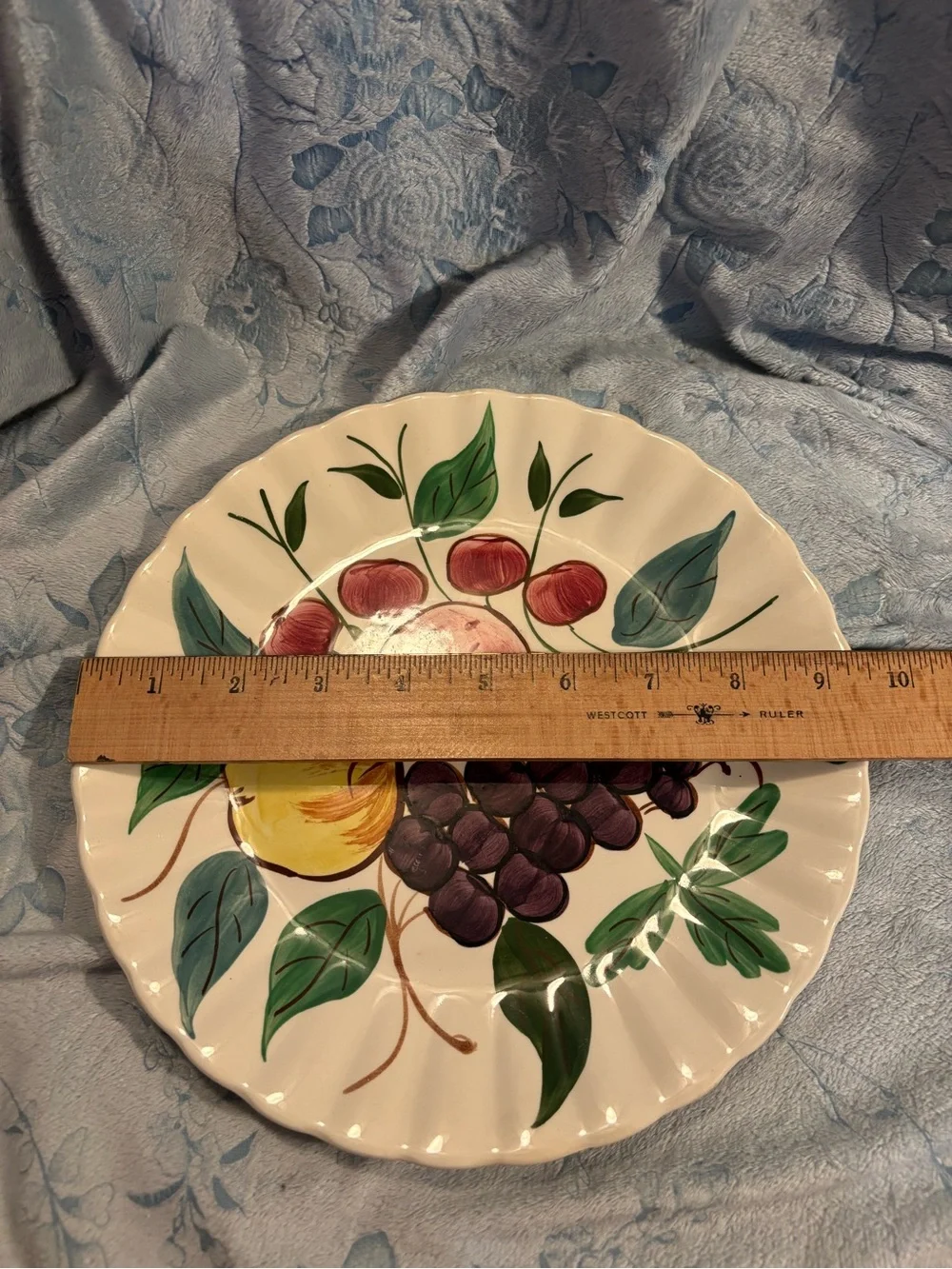 Hand-Painted Fruit Ceramic Plate - White with Multicolor Fruit Design Blue Ridge
